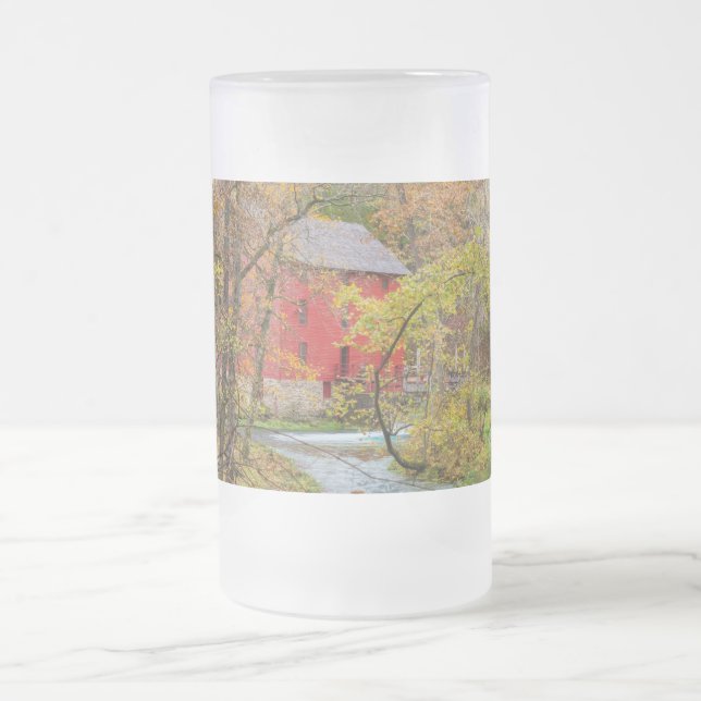Taza De Cristal Esmerilado Otoño En Alley Mill Frosted Mug (Centro)