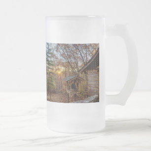 Taza De Cristal Esmerilado Otoño Woods Sunset Frosted Glass Mug