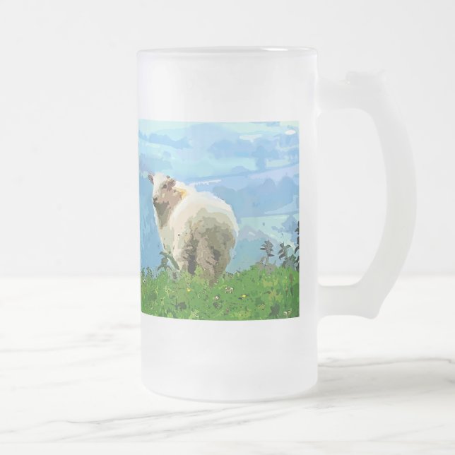TAZA DE CRISTAL ESMERILADO OVEJAS DE MONTAÑA (Derecha)
