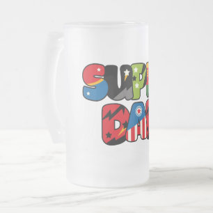 Taza De Cristal Esmerilado Padre Día Regalo Superhéroe Superhéroe Papá