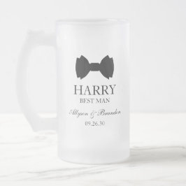 Taza De Cristal Esmerilado Padrino Corbata de Lazo Negra