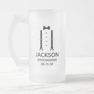 Taza De Cristal Esmerilado Padrino Corbata Negra