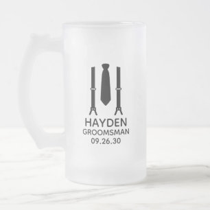 Taza De Cristal Esmerilado Padrino de Corbata Negra