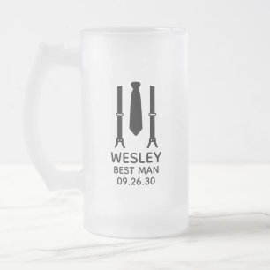 Taza De Cristal Esmerilado Padrino de Corbata Negra