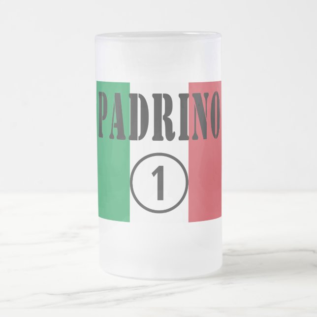 Taza De Cristal Esmerilado Padrinos italianos: Uno de Padrino Numero (Centro)