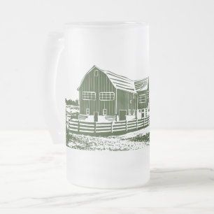 Taza De Cristal Esmerilado Paisaje campestre estilo madera casa de campo