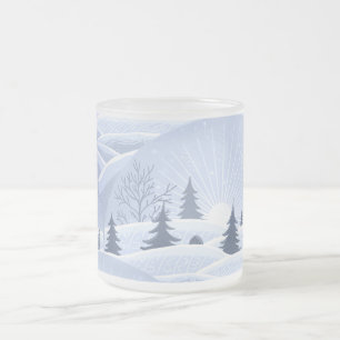 Taza De Cristal Esmerilado Paisaje invernal