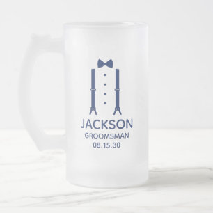 Taza De Cristal Esmerilado Pajarita Azul del Padrino