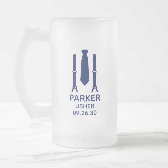 Taza De Cristal Esmerilado Pajarita Azul del Portador (Izquierda)