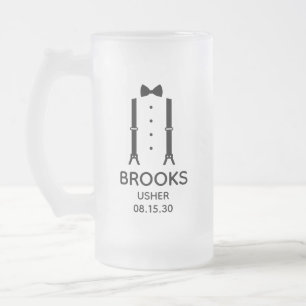 Taza De Cristal Esmerilado Pajarita Negra de ujier