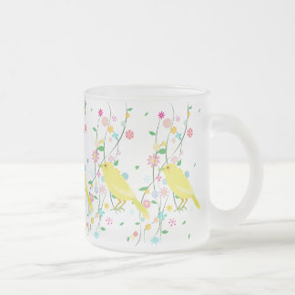 Taza De Cristal Esmerilado pájaro de la flor (repetición)