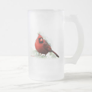 Taza De Cristal Esmerilado Pájaro del navidad