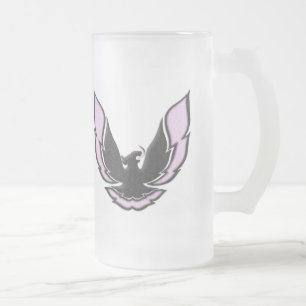 Taza De Cristal Esmerilado Pájaro rosado de las Carreras