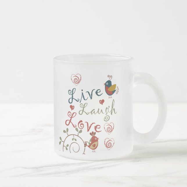 Taza De Cristal Esmerilado Pájaros del amor (Derecha)