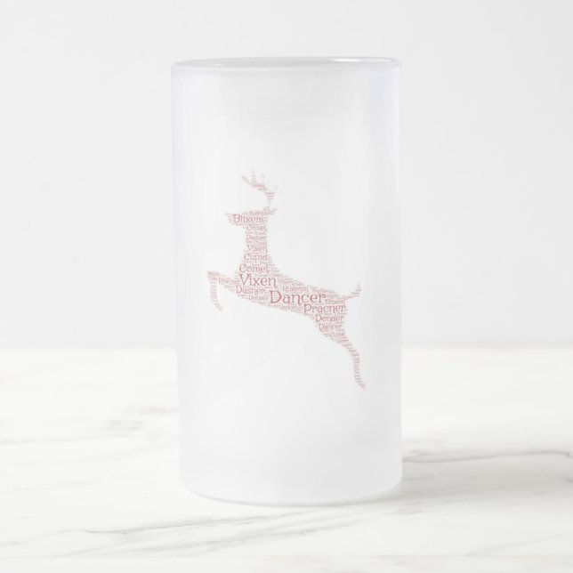 Taza De Cristal Esmerilado Palabra de reno Arte Rudolph Blixem Cometa Cupido (Centro)