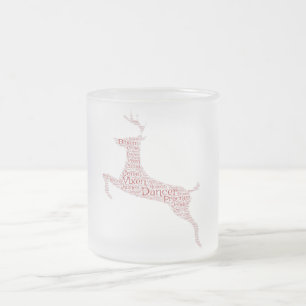 Taza De Cristal Esmerilado Palabra de reno Arte Rudolph Blixem Cometa Cupido