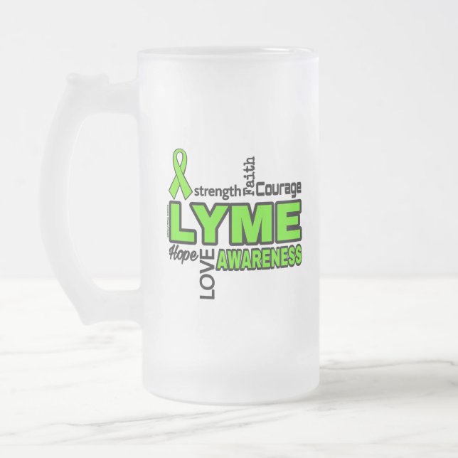 Taza De Cristal Esmerilado Palabras... Lyme (Izquierda)