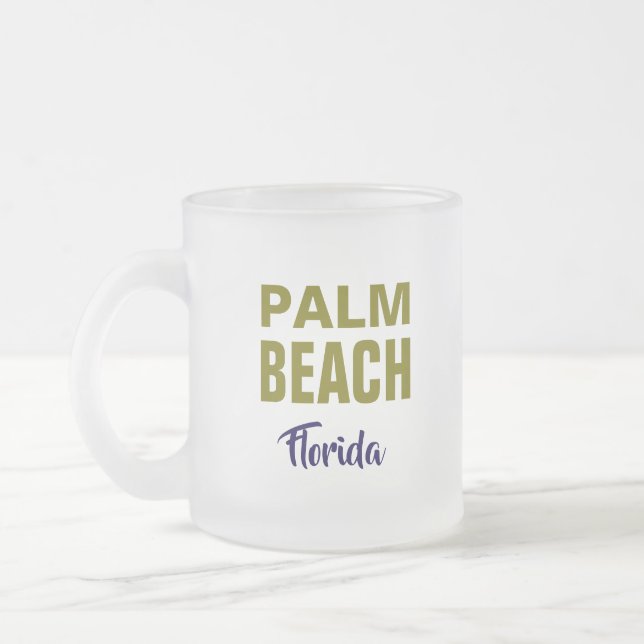 Taza De Cristal Esmerilado Palm Beach Florida Coffee Mug (Izquierda)