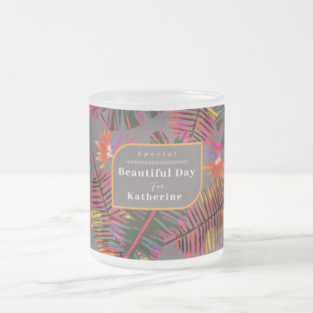 Taza De Cristal Esmerilado Palm Paradise Gray (Centro)