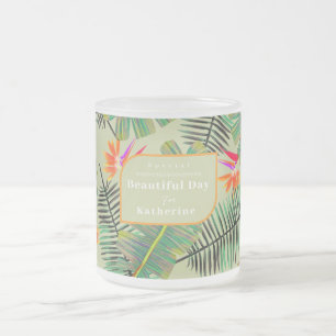 Taza De Cristal Esmerilado Palm Paradise Green