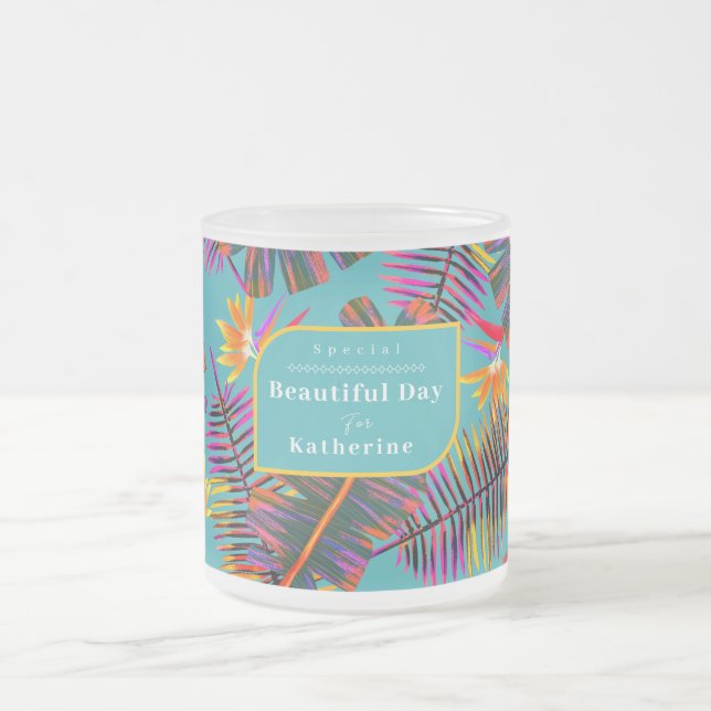 Taza De Cristal Esmerilado Palm Paradise Verde azulado (Centro)