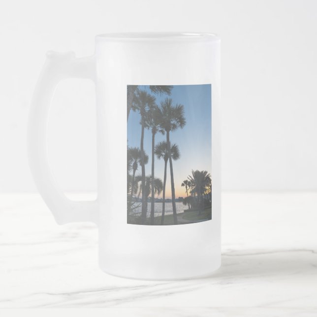 Taza De Cristal Esmerilado Palm Trerise Destin Florida Frosted Mug (Izquierda)