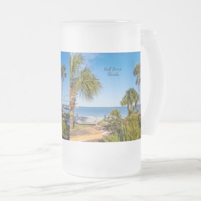 Taza De Cristal Esmerilado Palmeras Bayside Morning Cerveza escarcha (Anverso derecho)
