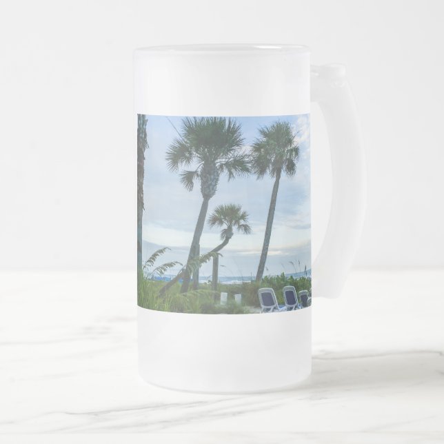 Taza De Cristal Esmerilado Palmeras Crocidas (Anverso derecho)