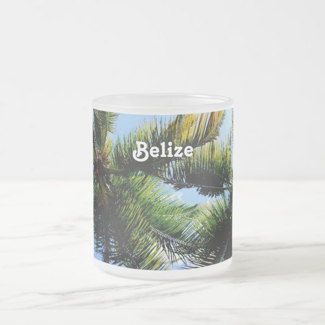 Taza De Cristal Esmerilado Palmeras de Belice (Centro)
