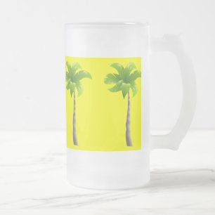 Taza De Cristal Esmerilado Palmeras Frosted 16 oz Frosted Glass Mug