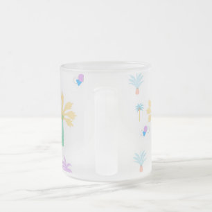 Taza De Cristal Esmerilado Palmeras Gráficas Retro