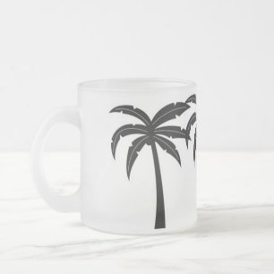 Taza De Cristal Esmerilado Palmeras Tropicales