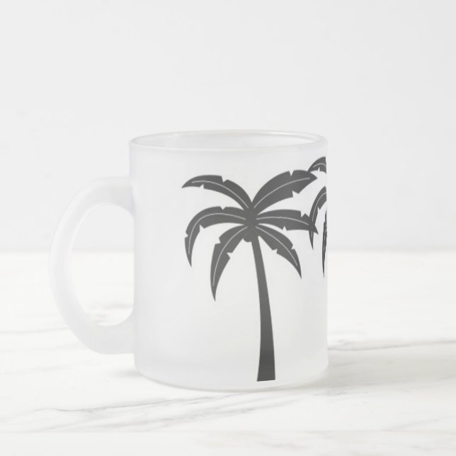 Taza De Cristal Esmerilado Palmeras Tropicales (Izquierda)