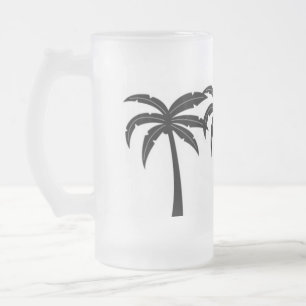Taza De Cristal Esmerilado Palmeras Tropicales