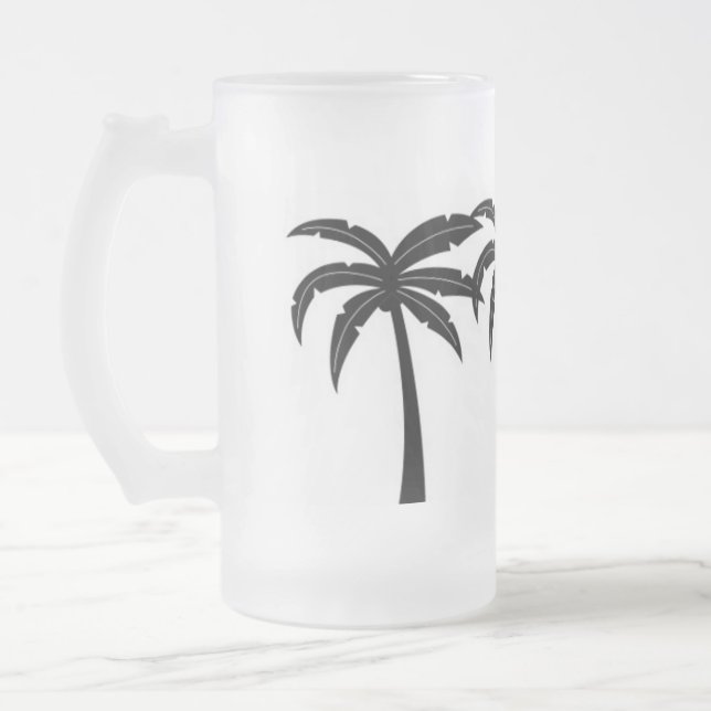 Taza De Cristal Esmerilado Palmeras Tropicales (Izquierda)