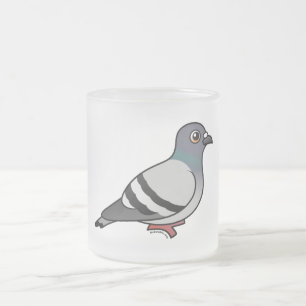 Taza De Cristal Esmerilado Paloma de roca linda
