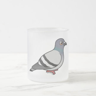 Taza De Cristal Esmerilado Paloma de roca linda