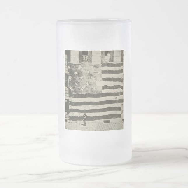 Taza De Cristal Esmerilado Pancarta de Star Spanglage: Bandera estadounidense (Centro)