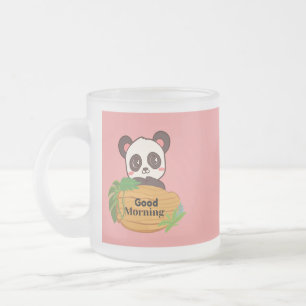 Taza De Cristal Esmerilado Panda con buen tazón matutino