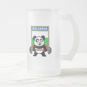 Taza De Cristal Esmerilado Panda del levantamiento de pesas de Bulgaria