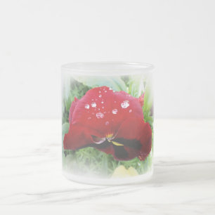 Taza De Cristal Esmerilado Panda rojo brillante