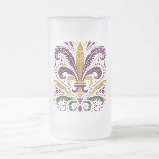 Taza De Cristal Esmerilado Pañuelos de lis amarillo, violeta verde (Centro)