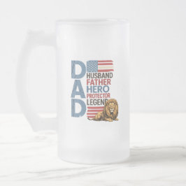 Taza De Cristal Esmerilado Papá Bandera Americana León Patriótico