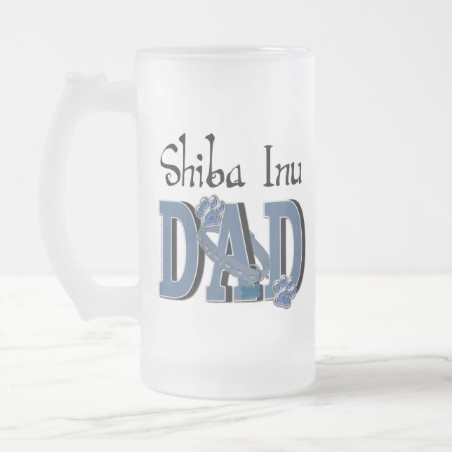 Taza De Cristal Esmerilado PAPÁ de Shiba Inu (Izquierda)