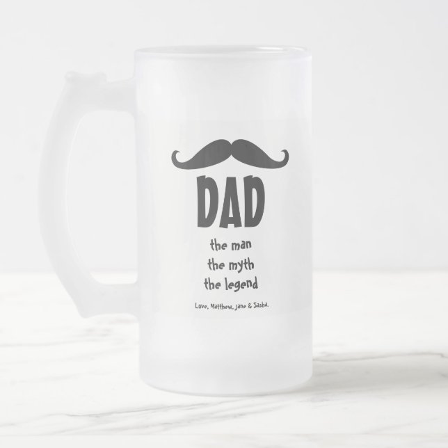 Taza De Cristal Esmerilado Papá el hombre el mito la leyenda bigote (Izquierda)