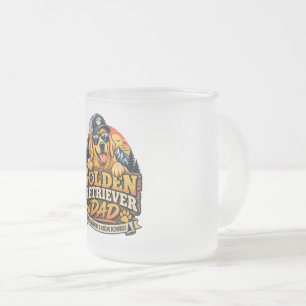 Taza De Cristal Esmerilado Papa Golden Retriever Retro Atardecer Vintage