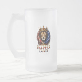 Taza De Cristal Esmerilado Papá León de la Bandera Americana 