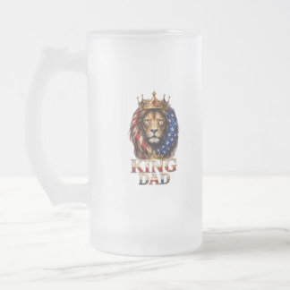 Taza De Cristal Esmerilado Papá León de la Bandera Americana