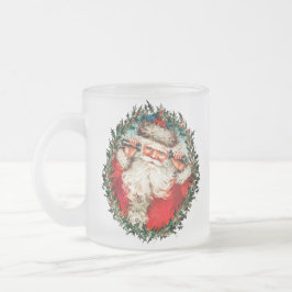 Taza De Cristal Esmerilado Papá Noel en los teléfonos de cuerdas