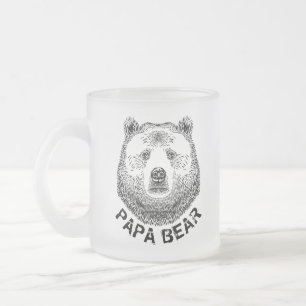 Taza De Cristal Esmerilado Papa Oso, Ilustracion de mano dibujada